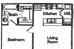 Deldonn - 1 Bd Floor Plan