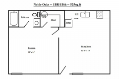 Noble Oaks 1Bd - Floorplan